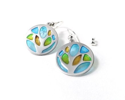 Boucles d’oreilles en émail plique à jour 