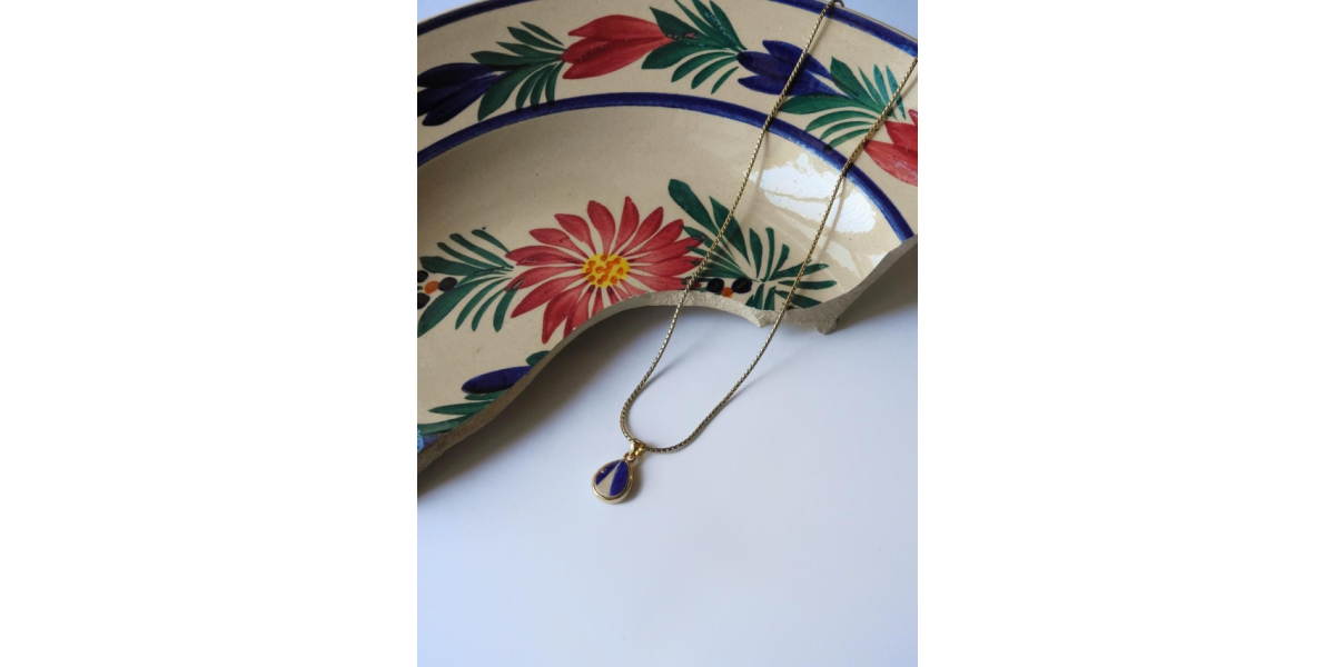 Pendentif - faience upcyclée - Henriot Quimper 