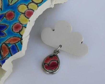 Broche nuage - faience upcyclée - Gien et Emaux de Longwy