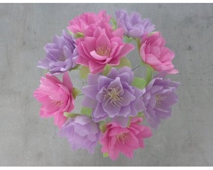 Bouquet de pivoines rose et mauve en origami