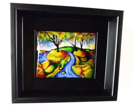 Tableau en émail sur cuivre / Calme plat / Les émaux Arédiens