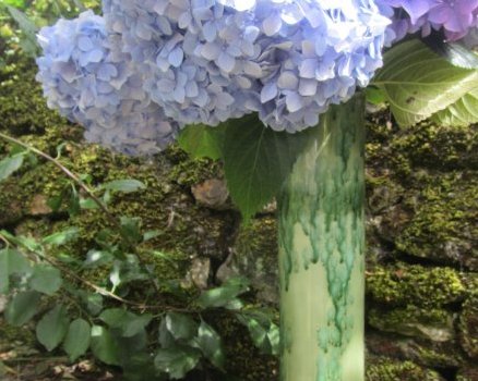 Grand vase vert goutte d’eau porcelaine