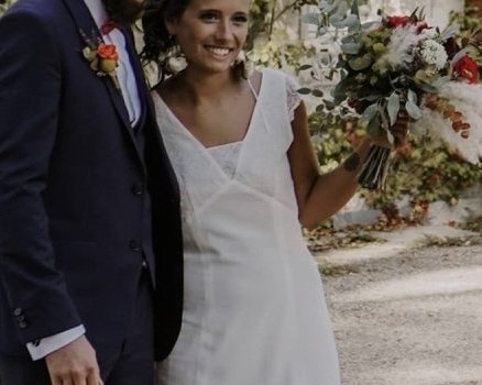 Robe de mariée en crêpe de soie et Dentelle de Calais Oeko-tex
