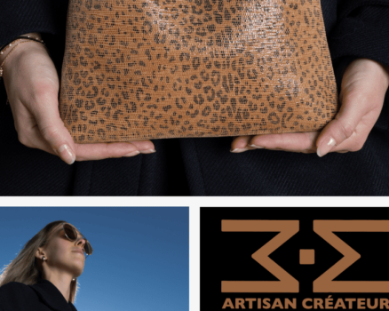 Modèle Madeleine réalisé en cuir imprimé guépard camel