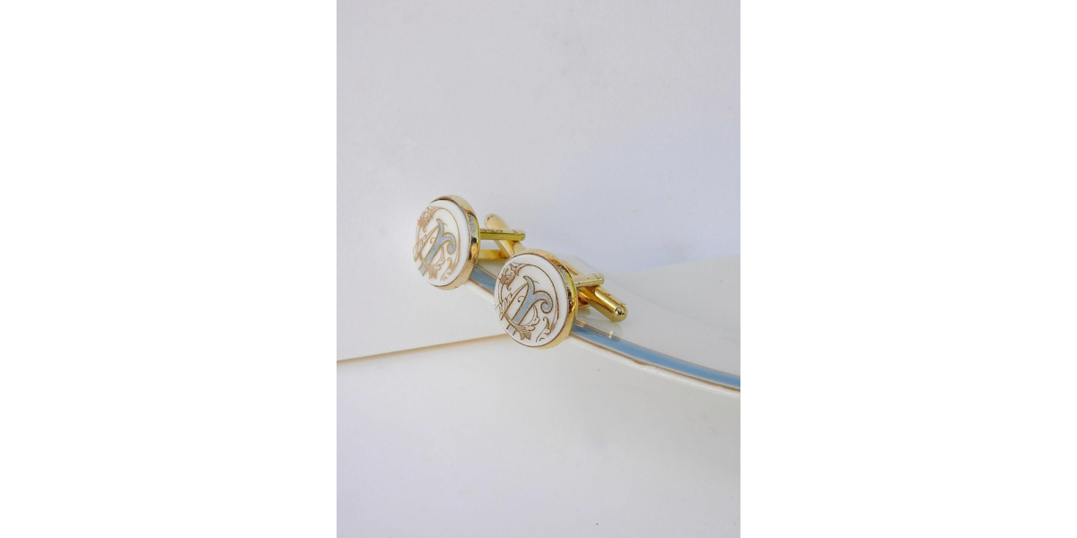 Boutons de manchette - porcelaine de Limoges upcyclée - William Guerin et Cie 