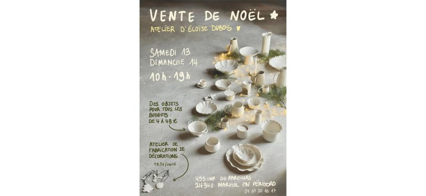 Portes Ouvertes atelier d’Eloise Dubois vente de Noël