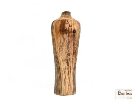 Vase en chêne brossé et teinté par ébonisation