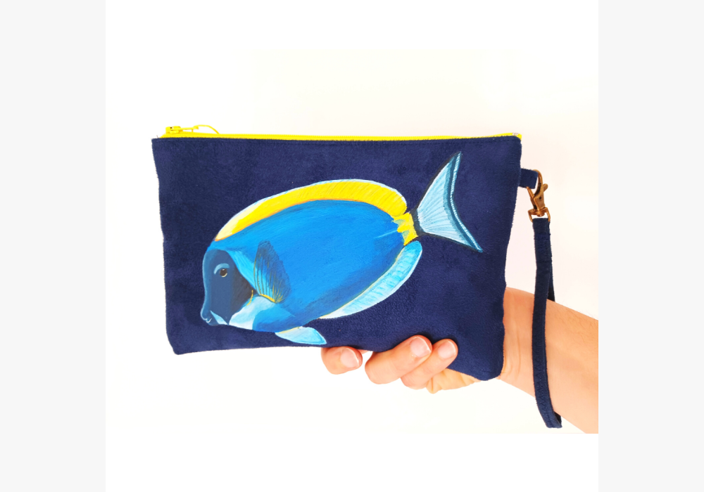 Pochette poisson chirurgien peint main