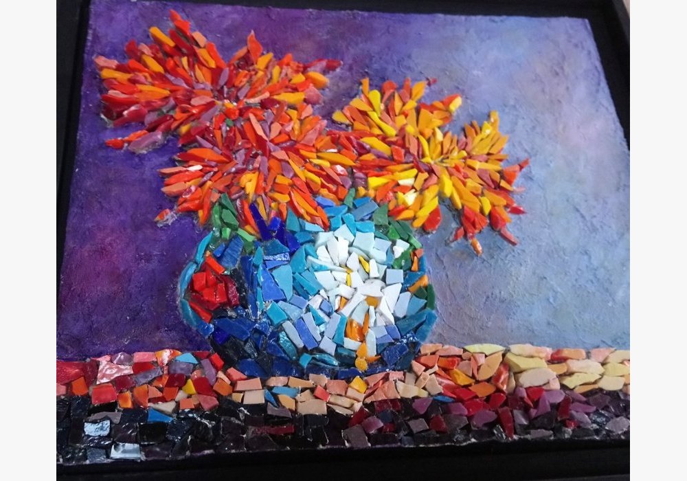 tableau smalts et enduit coloré