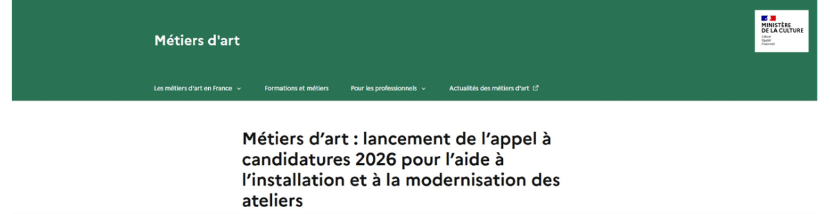 Aide à l’installation ou à la modernisation d’ateliers d’artisanat d’art (AIMA)