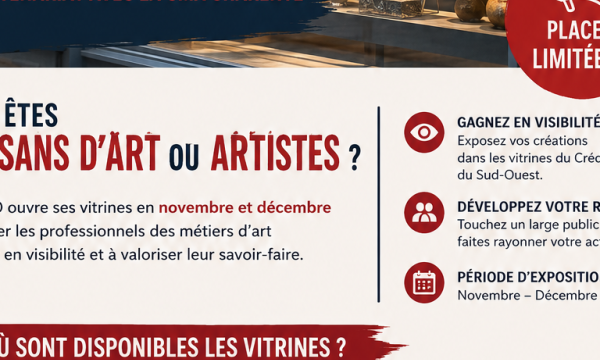 Exposez vos créations dans les vitrines du Crédit Mutuel du Sud-Ouest