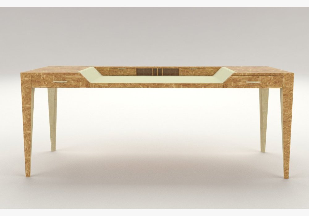 FRAGMENTS bureau 1 - placage de tropical oliver - sycomore massif - cuir