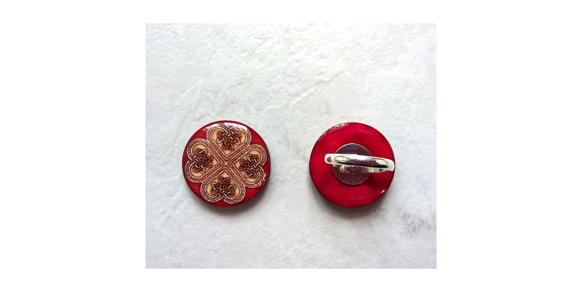 Bague originale, coeur celtique rose