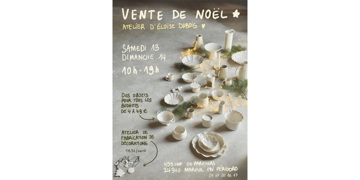 Portes Ouvertes atelier d’Eloise Dubois vente de Noël