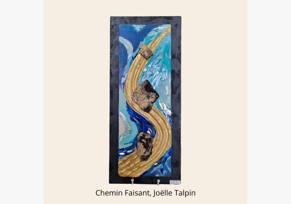 Tableau mosaïque de verre et écorce naturelle : Chemin Faisant, collection Nature & Or