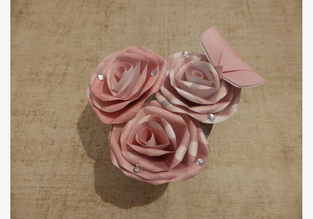 Mini bouquet de roses en origami