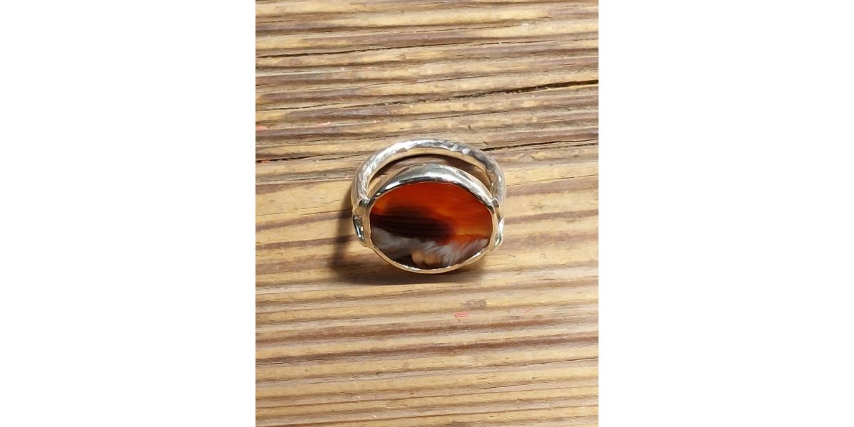 Bague paysage - arg925 et cornaline