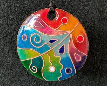 Pendentif en émaux sur cuivre cloisonnés