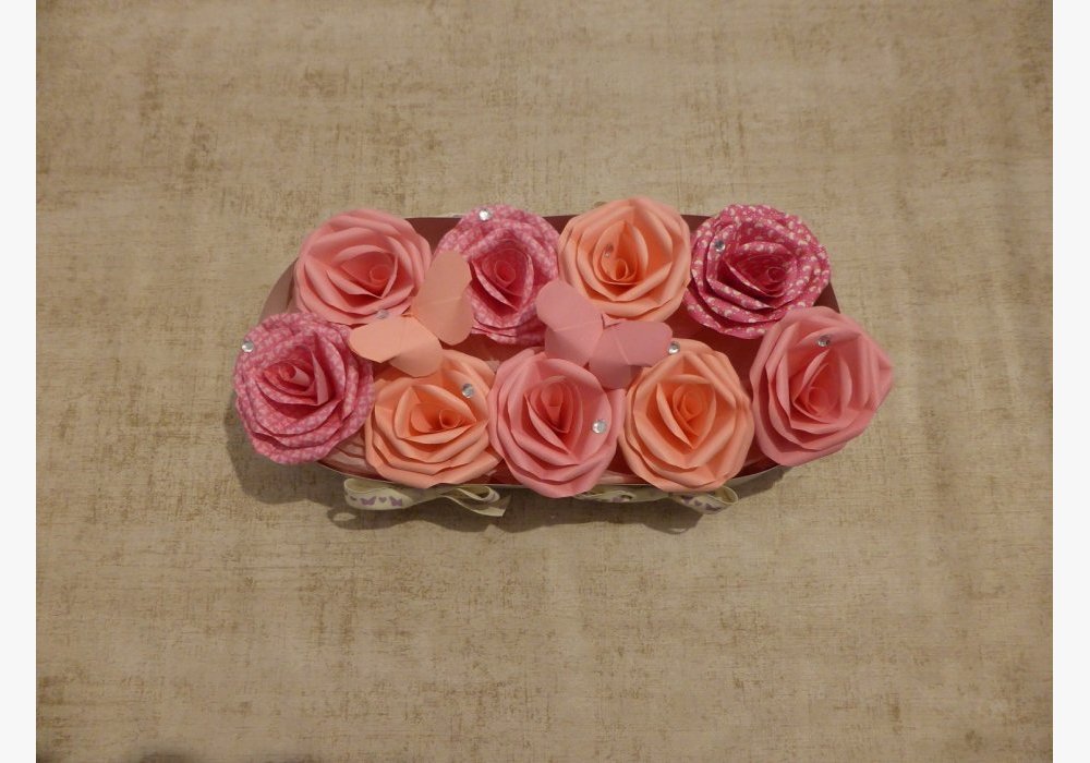 Bouquet de roses rose en origami