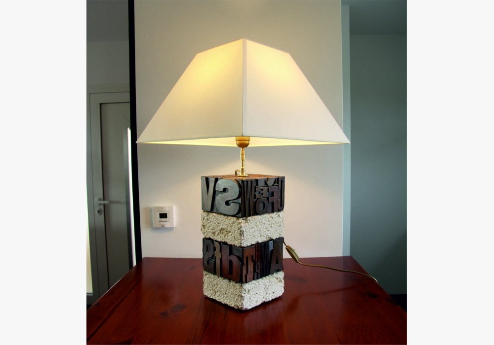 lampe bois et pierre